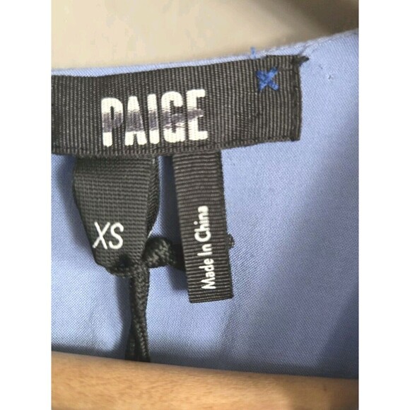 Paige Barbarella Silk Dress Women's XS Blue Floral Tiered Ruffle Sleeves NWT - Picture 3 of 13